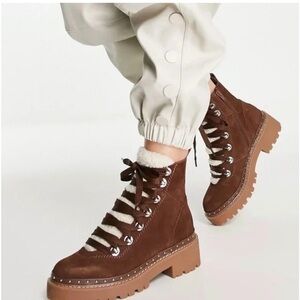 Steve Madden Suede Brown Rainier Lace-Up Ankle Boots